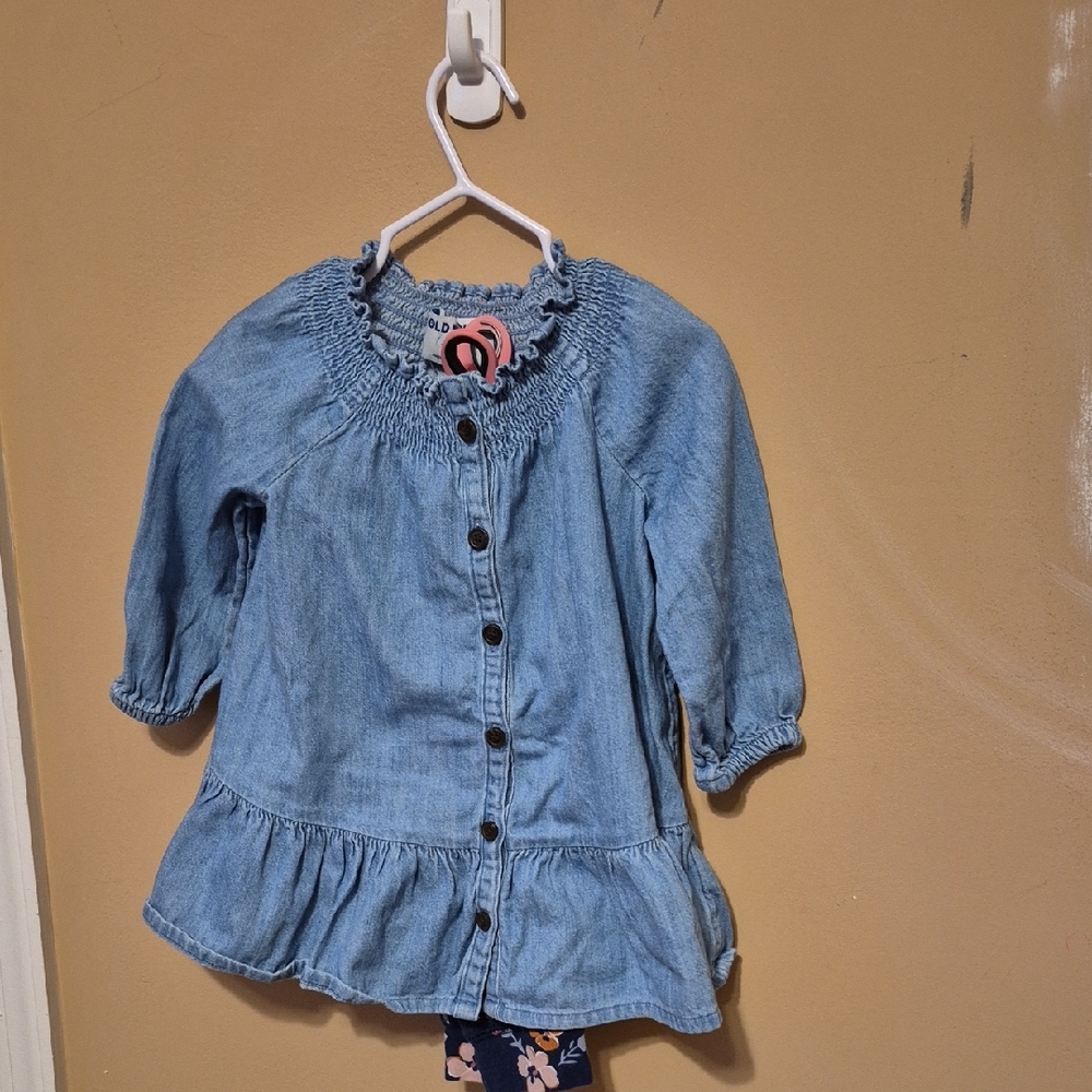 Old Navy Light Blue Kids Jean Jacket Included Blue Floral Tights